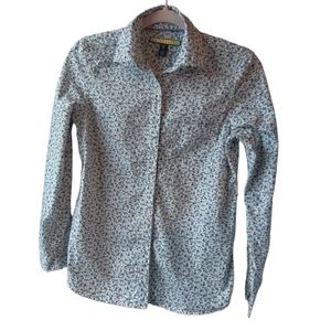 Prince & Fox Lng Slv Button Down Shirt - White w/ Blue Mini Floral Print - SZ XS